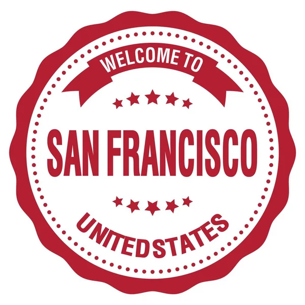 Welcome San Francisco United States Words Written Red Badge Stamp — ストック写真