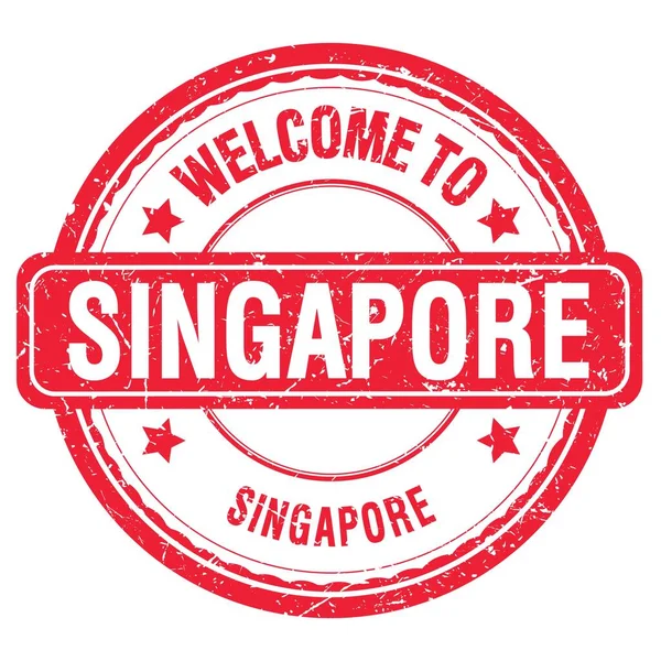 Bem Vindo Singapore Cingapore Palavras Escritas Carimbo Grungy Vermelho — Fotografia de Stock