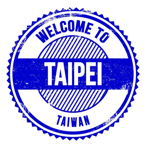 Welkom Taipei Taiwan Woorden Geschreven Blauwe Zigzagzegel — Stockfoto