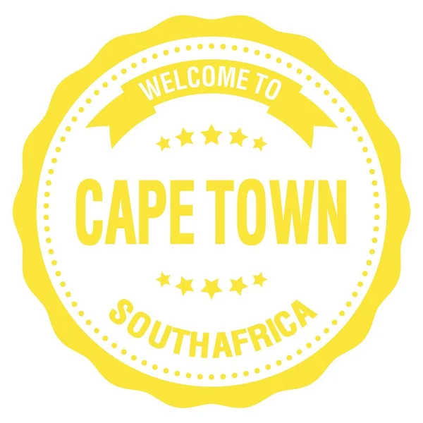 Bienvenidos Cape Town Sudáfrica Palabras Escritas Sello Amarillo Insignia Redonda — Foto de Stock