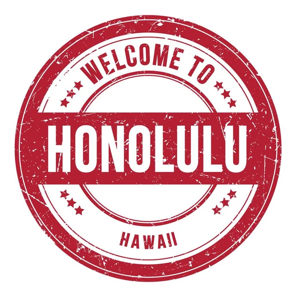 Welkom Naar Honolulu Hawaii Woorden Geschreven Rode Ronde Munt Stempel — Stockfoto
