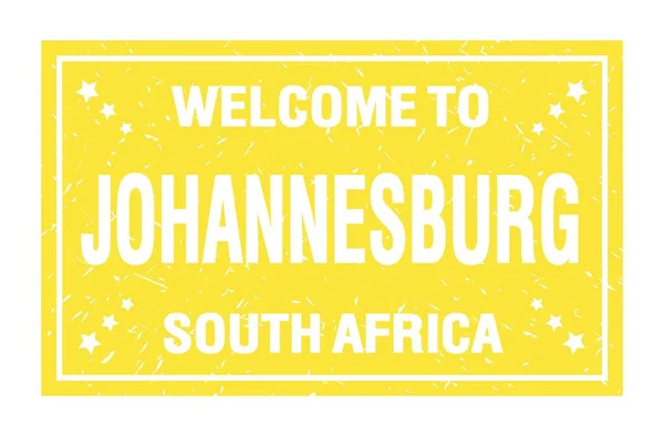 Bienvenue Johannesburg Afrique Sud Mots Écrits Sur Timbre Drapeau Jaune — Photo