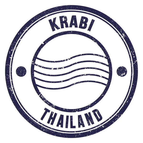 Krabi Thailand Words Written Blue Postal Stamp — 图库照片