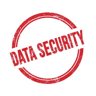 DATA SECURITY text written on red grungy vintage round stamp.