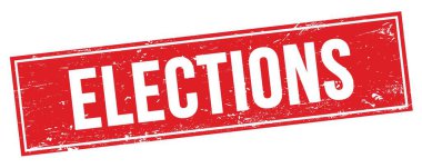 Kırmızı grungy dikdörtgen damga işareti üzerinde ELEKSİYON metin.