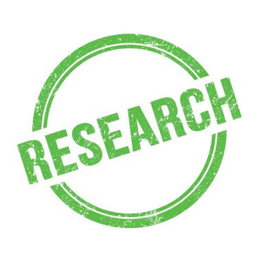 RESEARCH text written on green grungy vintage round stamp.