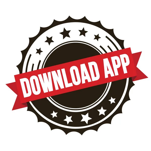 Download App Text Auf Rotbraunem Bandstempel — Stockfoto
