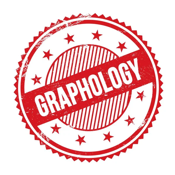 Graphology Κείμενο Γραμμένο Κόκκινο Grungy Ζιγκ Ζαγκ Σύνορα Στρογγυλή Σφραγίδα — Φωτογραφία Αρχείου