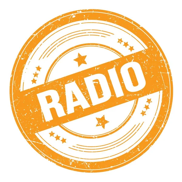 Texto Radio Sobre Carimbo Textura Grungy Redondo Laranja — Fotografia de Stock
