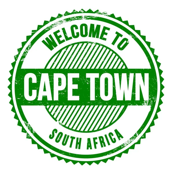 Bienvenidos Cape Town Sudáfrica Palabras Escritas Zig Zag Verde —  Fotos de Stock