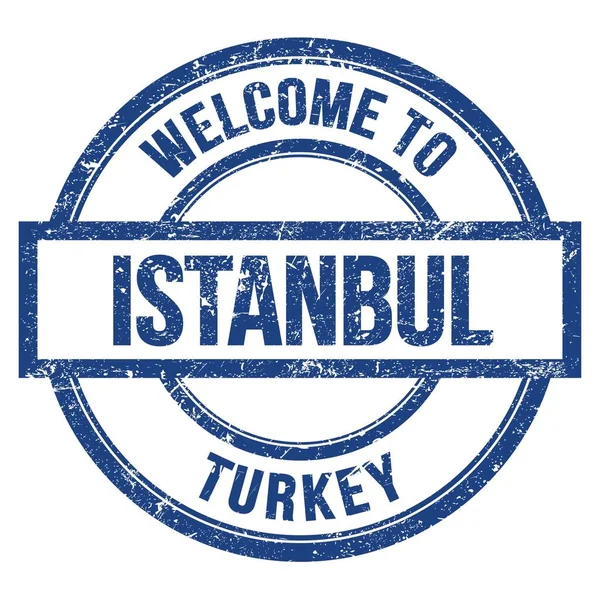 Welcome Istanbul Turkey Words Written Blue Simple Stamp — Stock Photo, Image