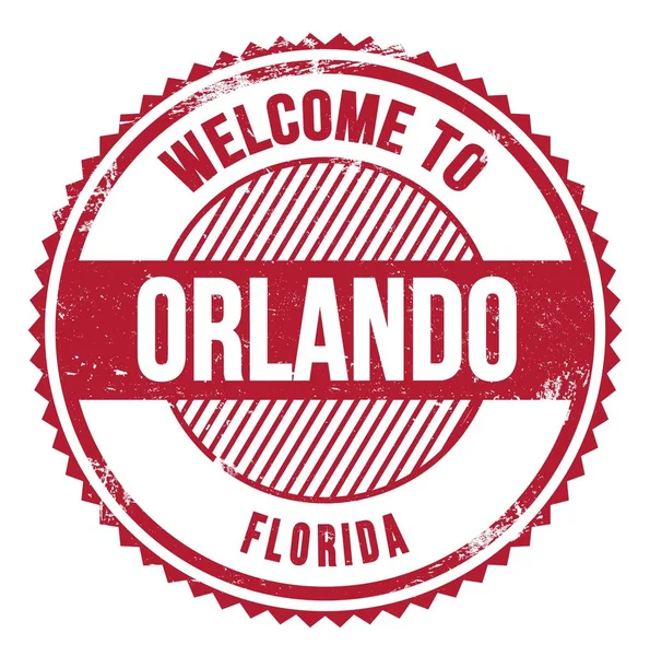 Üdvözli Orlando Florida Szavak Írt Piros Cikcakkos Bélyegző — Stock Fotó