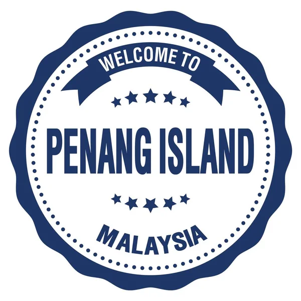 Bienvenidos Isla Penang Malasia Palabras Escritas Azul Redondo Sello Insignia —  Fotos de Stock