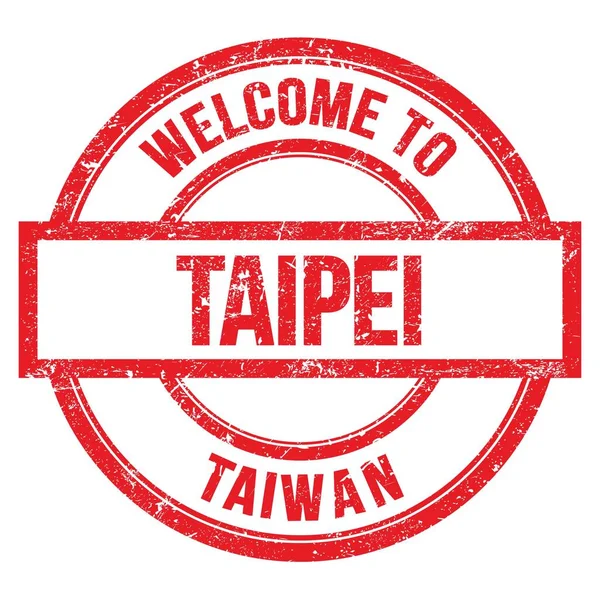 Welkom Taipei Taiwan Woorden Geschreven Rode Ronde Eenvoudige Stempel — Stockfoto