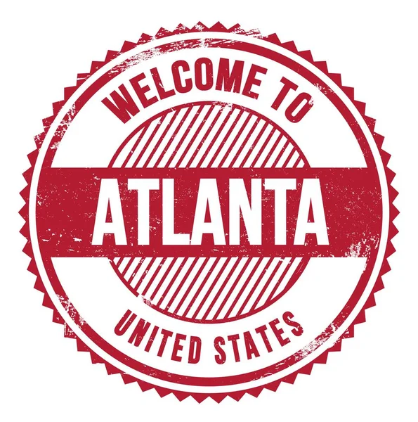 Welcome Atlanta United States Words Written Red Zig Zag Stamp — Stock Photo, Image