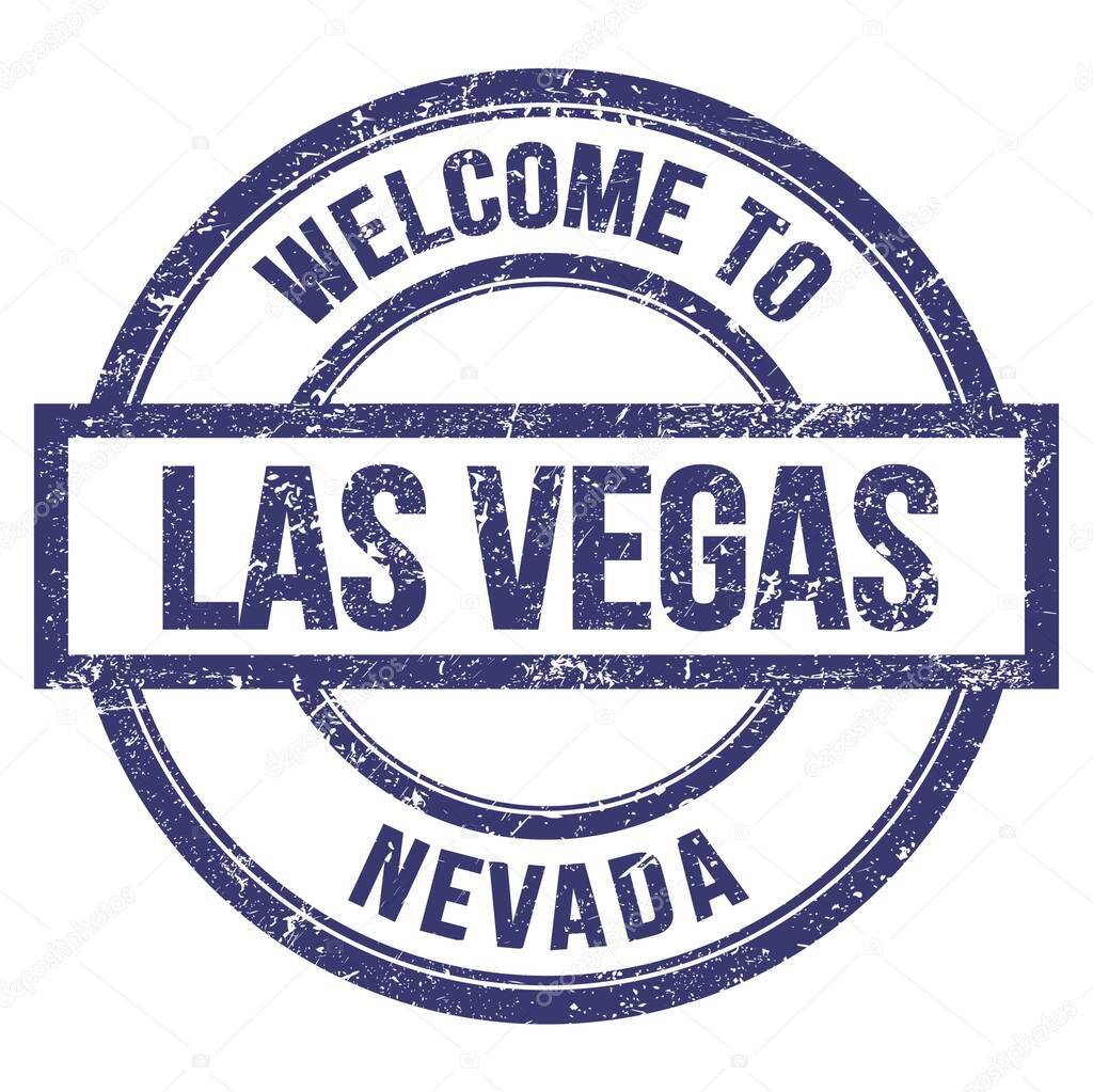WELCOME TO LAS VEGAS - NEVADA, words written on blue round simple stamp