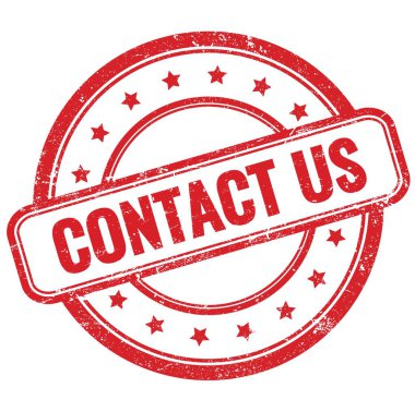 KONTACT ABD metin kırmızı vintage grungy yuvarlak kauçuk damga.