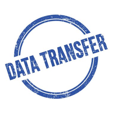 DATA TRANSFER mavi grungy vintage yuvarlak pul üzerine yazılmış metin.