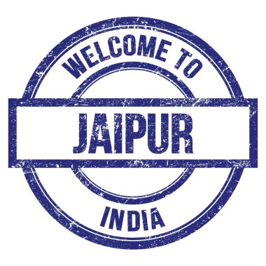 JAIPUR 'a Hoşgeldiniz - INDIA, mavi yuvarlak basit pulla yazılmış kelimeler