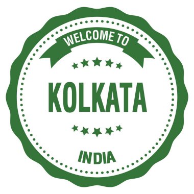 KOLKATA 'ya Hoşgeldiniz - Hindistan, yeşil yuvarlak rozet damgası üzerine yazılmış kelimeler