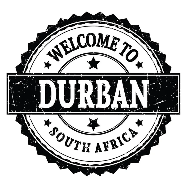 Benvenuti Durban Sudafrica Parole Scritte Sul Timbro Zig Zag Rotondo — Foto Stock