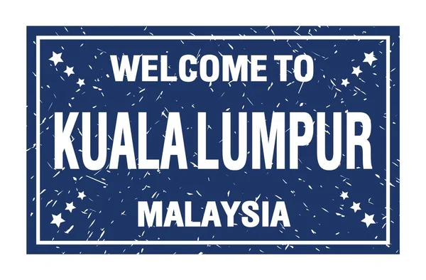 Bienvenidos Kuala Lumpur Malasia Palabras Escritas Sello Azul Bandera Del —  Fotos de Stock
