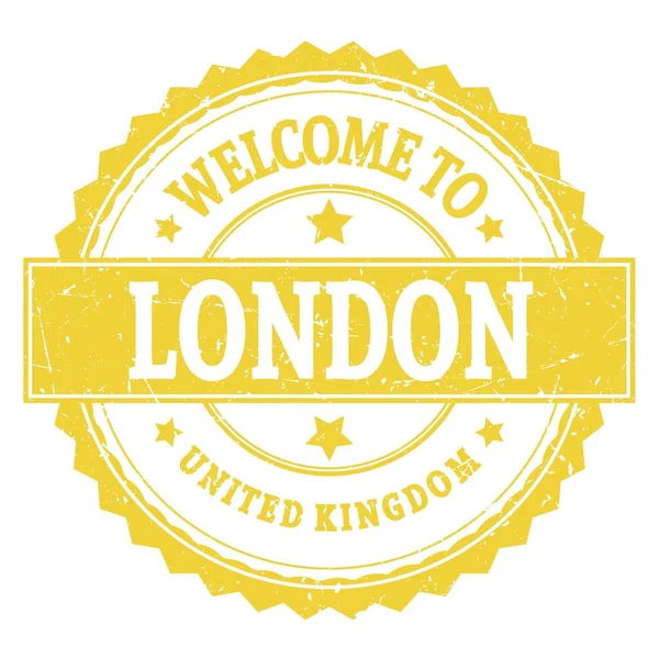 Welcome London United Kingdom Words Written Yellow Zig Zag Stamp — Stock Photo, Image