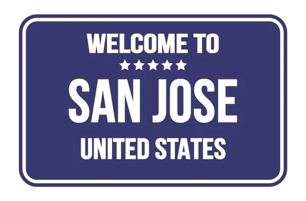 Welcome San Jose United States Blue Rectangle Street Sign Stamp — Stock Photo, Image