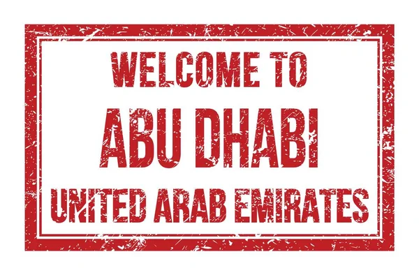 Bem Vindo Abu Dhabi Emiratos Arab Unidos Palavras Escritas Carimbo — Fotografia de Stock