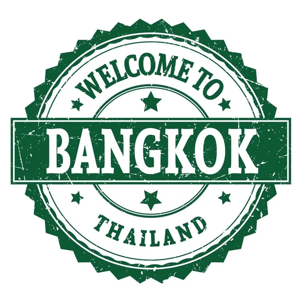 Welcome Bangkok Tajlandia Wyrazy Zielonym Okrągłym Znaczku Zygzakowym — Zdjęcie stockowe