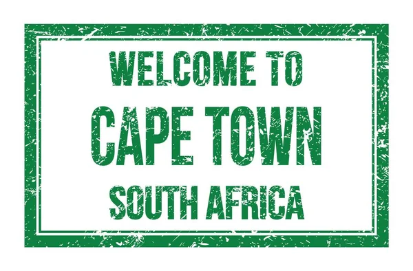 Bienvenidos Cape Town Sudáfrica Palabras Escritas Verde Rectángulo Post Sello —  Fotos de Stock