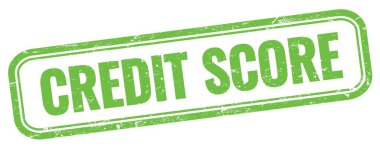 Yeşil grungy vintage dikdörtgen damgalı CREDIT skor metni.