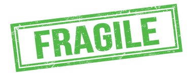 Yeşil grungy vintage dikdörtgen damgalı FRAGILE metin.