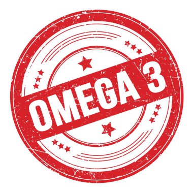 Kırmızı yuvarlak grungy desen damgası üzerine OMEGA 3 metin.