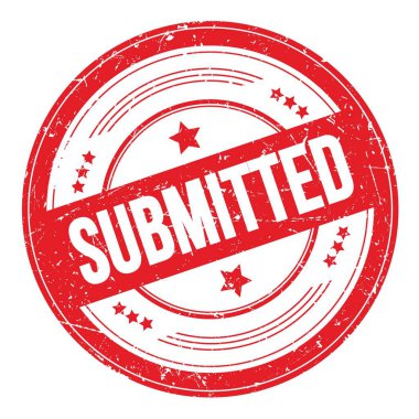 Kırmızı yuvarlak grungy doku damgası üzerine SuBMITTED metni.