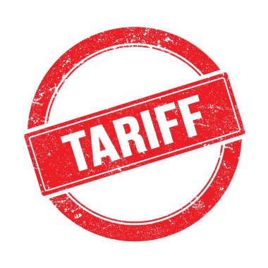 TARIFF metin üzerinde kırmızı grungy yuvarlak vintage pul.