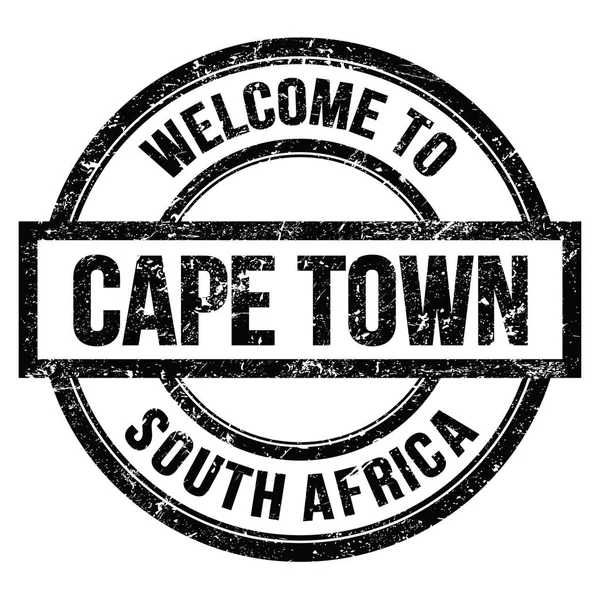 Bienvenidos Cape Town Sudáfrica Palabras Escritas Negro Redondo Simple Sello —  Fotos de Stock