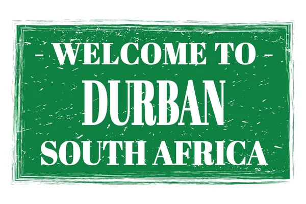 Добро Пожаловать Дурбан Южная Африка Слова Написанные Зеленом Прямоугольнике После — стоковое фото