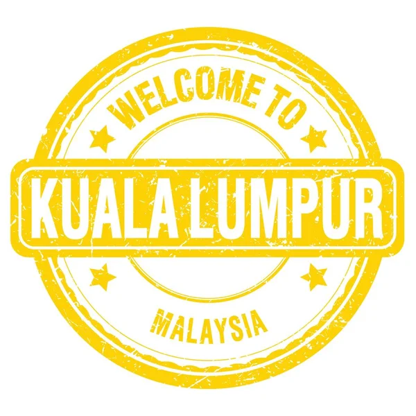 Bienvenidos Kuala Lumpur Malasia Palabras Escritas Sello Amarillo Gruñón — Foto de Stock