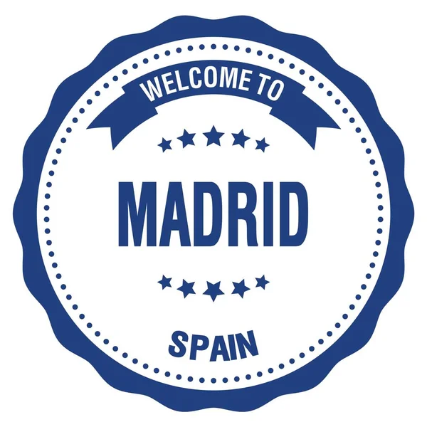 Welcome Madrid Spain Words Written Blue Badge Stamp — Stock Photo, Image