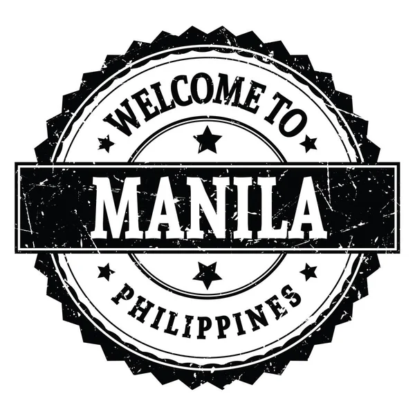 Vítejte Manily Philippines Slova Napsaná Černém Kulatém Klikatém Razítku — Stock fotografie