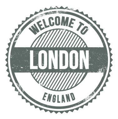 Londra 'ya Hoş Geldiniz. İngiltere, gri zig zag damgası üzerine yazılmış kelimeler.