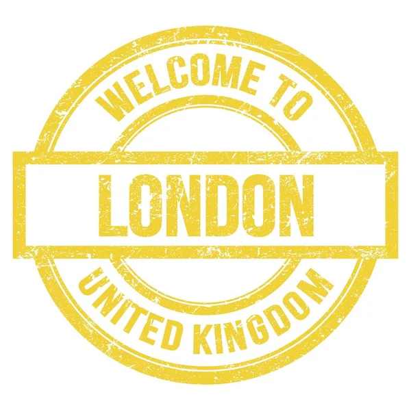 Welcome London United Kingdom Words Written Yellow Simple Stamp — Stock Photo, Image