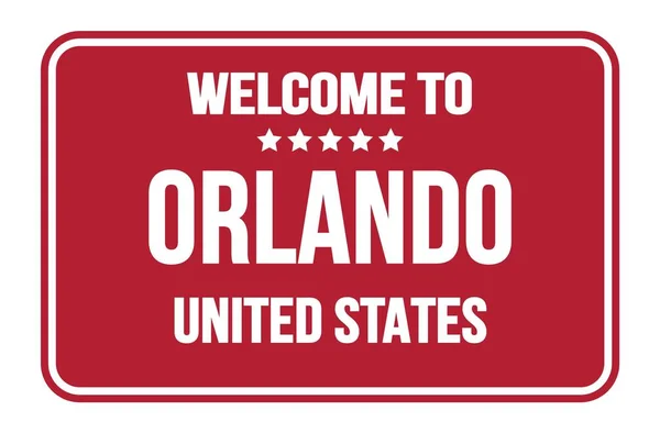 Välkommen Till Orlando Förenade Staterna Röd Rektangel Gatuskylt Stämpel — Stockfoto