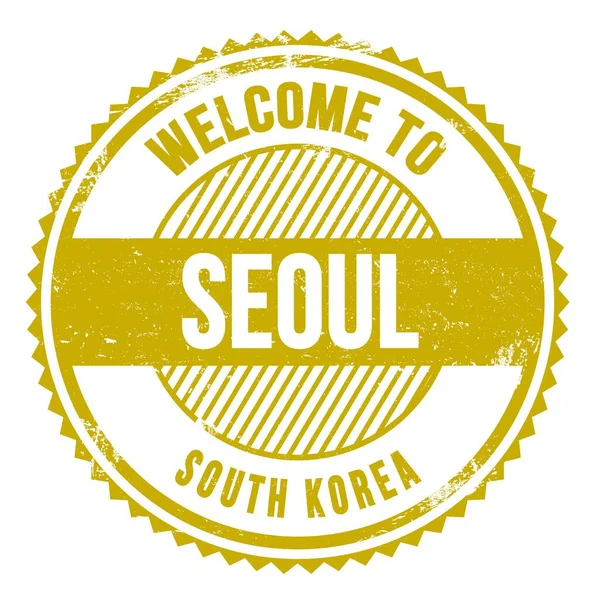 Bem Vindo Seoul Coreia Sul Palavras Escritas Ziguezague Amarelo — Fotografia de Stock