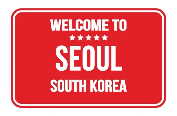 Bienvenido Seúl Corea Del Sur Rectángulo Rojo Sello Calle — Foto de Stock