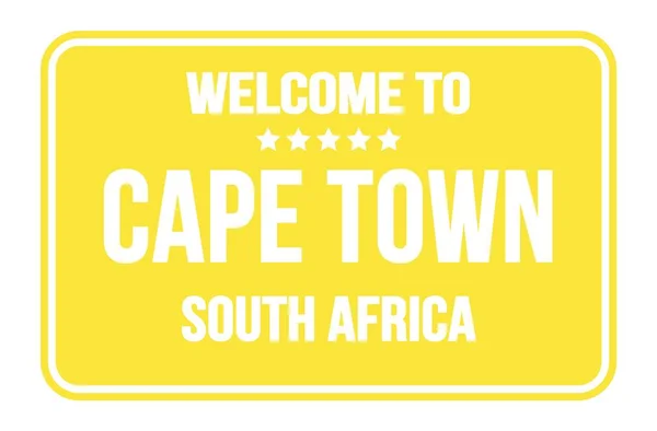 Bienvenidos Cape Town Sudáfrica Rectángulo Amarillo Del Sello Calle — Foto de Stock