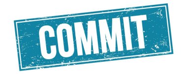 COMMIT text on blue grungy rectangle stamp sign.