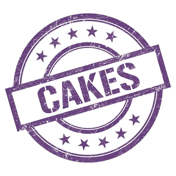 Cakes Text Written Purple Violet Vintage Rubber Stamp — Photo