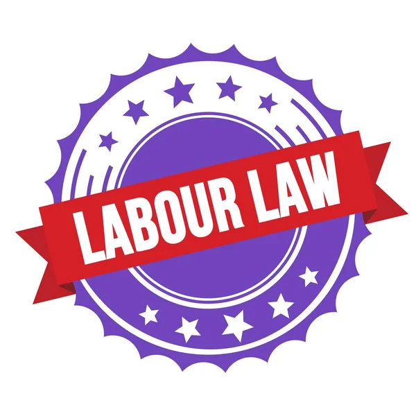 Labour Law Text Red Violet Ribbon Badge Stamp — Stockfoto